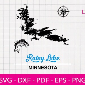 Rainy Lake, Minnesota Karte Form SVG geschnitten Datei - PNG - DXF - Cricut - Sommer Vektor Clipart Download