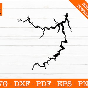 Lake Malone Kentucky Karte SVG geschnitten Datei - PNG - DXF - Cricut - Sommer Vektor Clipart