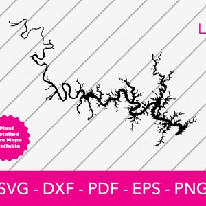 Bull Shoals Lake, Arkansas, Missouri Map Shape SVG Cut File - PNG - DXF - Cricut - Sommer Vektor Clipart - Kommerzielle Lizenz inklusive
