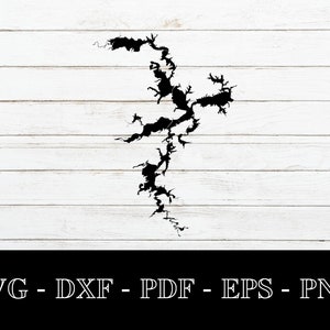 Eufaula See, Oklahoma Karte Form SVG geschnitten Datei - PNG - DXF - Cricut - Sommer Vektor Clipart