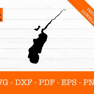 Saratoga See (detailliert), New York Karte Form SVG geschnitten Datei - PNG - DXF - Cricut - Sommer Vektor Clipart Download