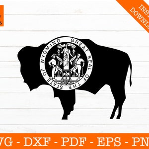 Wyoming Svg, Buffalo Svg, Wyoming State Flag Svg, Clipart SVG - Cut File - PNG - DXF - Cricut - Vector Clipart - Design - Instant Download