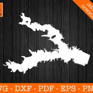 Richard Chambers See Stausee, Texas Karte Form SVG geschnitten Datei - PNG - DXF - Cricut - Lake Life Sommer Vektor Clipart