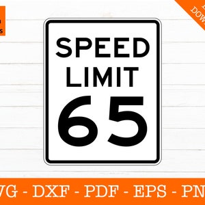 65 MPH snelheidslimiet teken Svg, silhouet schaduw SVG bestand knippen - png - dxf - eps - Cricut - sticker vorm Vector Clipart