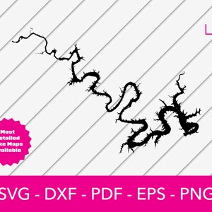 Lake Travis, Texas Map Shape SVG Cut File - PNG - DXF - Cricut - Sommer Vektor Clipart - Kommerzielle Lizenz inklusive