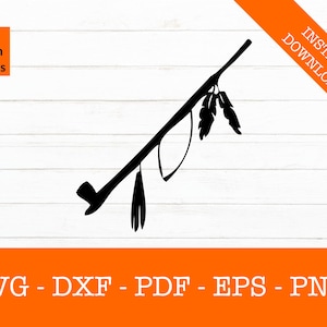 Native American Peace Pipe SVG silhouet schaduw gesneden bestand - PNG - DXF - Cricut - sticker vorm Vector Clipart - Instant Download