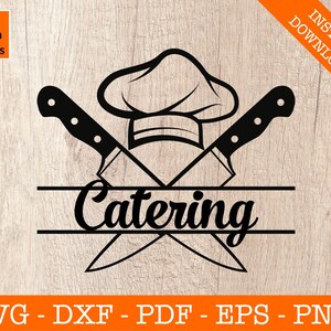 Catering Svg, Monogram Frame Svg, Cooking Svg, Kitchen Svg, Cutting Board Svg, Silhouette Cut File - PNG - DXF - Cricut - Vector Clipart
