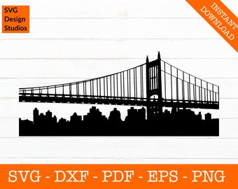 Brooklyn NYC Skyline svg, New York City Skyline Cityscape svg, Silhouette SVG Cut File - png, dxf, eps Cricut - Vector Clipart