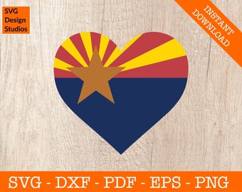 Arizona Herz Flagge svg, Arizona Zustand Flagge svg-PNG - DXF - Cricut - Clipart - Vinyl Die Cut - Cutter Template