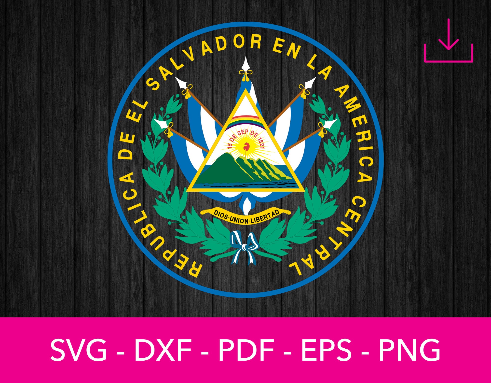 El Salvador Crest Svg Seal El Salvador National Flag Clipart Etsy España