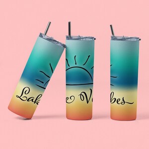 20 Oz Skinny Tumbler Lake Vibes Boating Vacation Wrap  - Tapered and Straight Template Instant Digital Download Sublimation Graphics