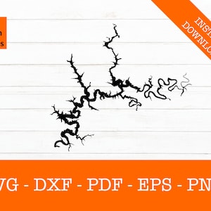Nolin Lake, Kentucky Karte SVG geschnitten Datei - PNG - DXF - Cricut - Sommer Vektor Clipart - kommerzielle Lizenz enthalten