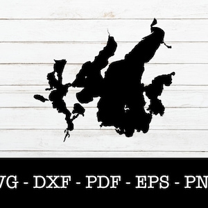 Leech Lake, Minnesota Map Shape SVG Cut File - PNG - DXF - Cricut - Sommer Vektor Clipart Download