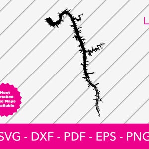 Lake Barkley Karte, Kentucky SVG Cut File - PNG - DXF - Cricut - Sommer Vektor Clipart