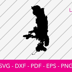 Flathead Lake, Montana Map Shape SVG Cut File - PNG - DXF - Cricut - Sommer Vektor Clipart Download