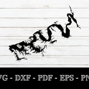 Douglas Lake, Tennessee Karte Form SVG geschnitten Datei - PNG - DXF - Cricut - Sommer Vector Clipart - kommerzielle Lizenz enthalten
