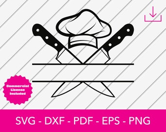 Chef Svg, Monogram Frame Svg, Cooking Svg, Kitchen Svg, Cutting Board Svg, Silhouette Cut File - PNG - DXF - Cricut - Vector Clipart