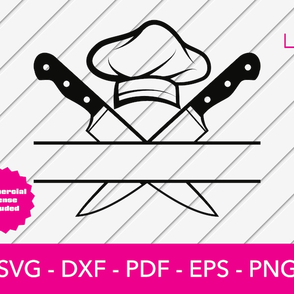 Chef Svg, Monogram Frame Svg, Cooking Svg, Kitchen Svg, Cutting Board Svg, Silhouette Cut File - PNG - DXF - Cricut - Vector Clipart
