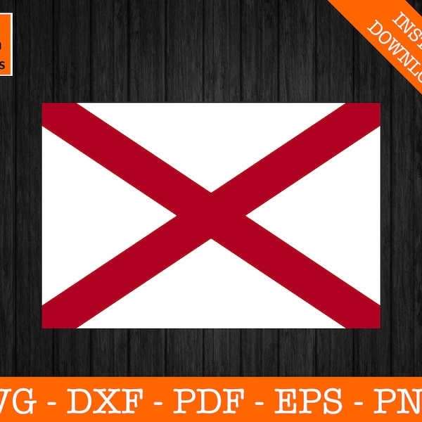 Alabama State Flag SVG File - Digital Download for Cricut - Vector Clipart Design - Birmingham Alabama Clipart