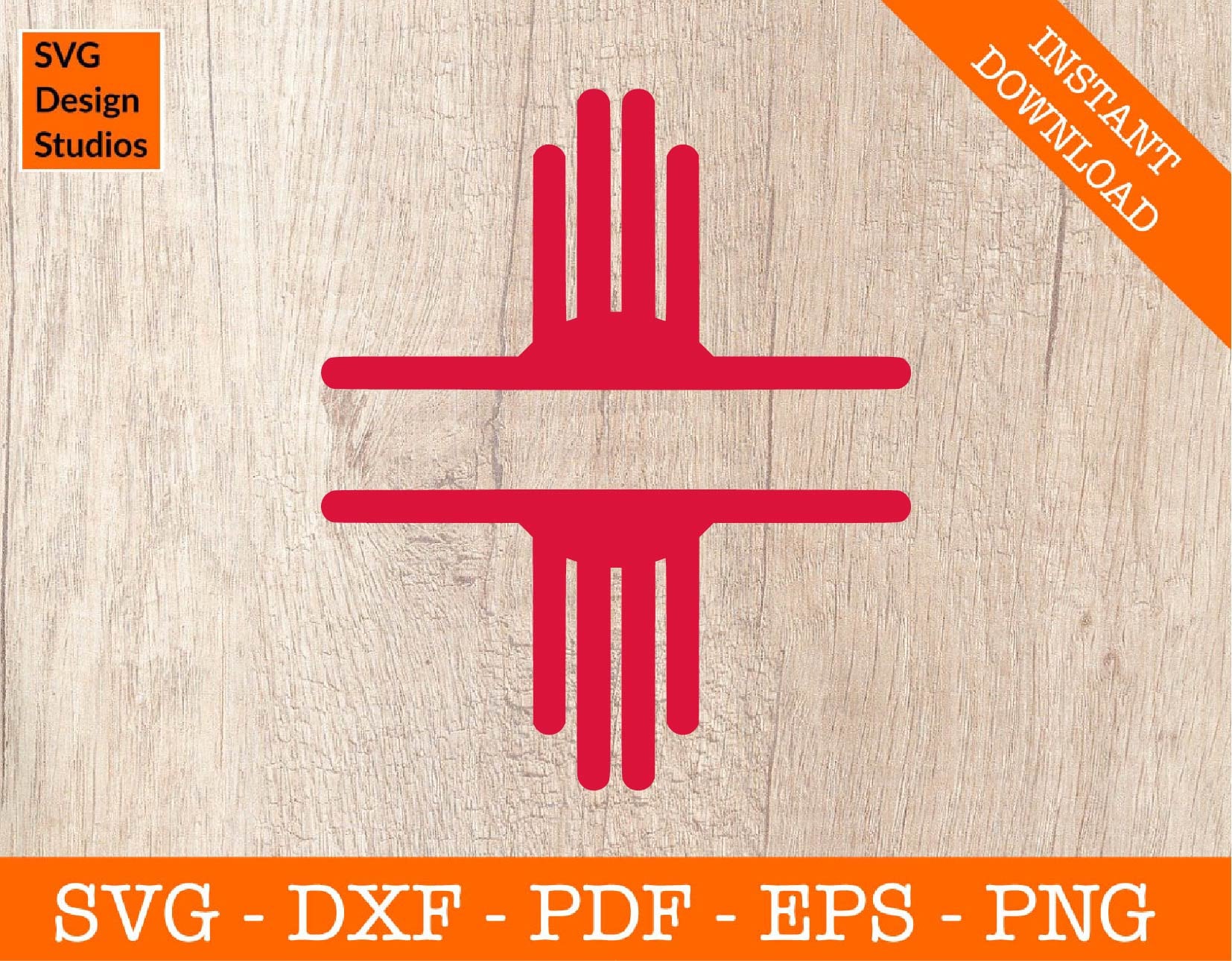 Zia Symbol Split Frame Svg, Zia Svg, New Mexico Zia Flag Cross SVG Cut File DXF, PNG Cricut