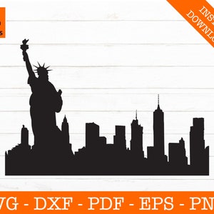 New York Skyline in formato SVG, New York City Skyline Cityscape in formato SVG, Silhouette SVG Cut File - png, dxf, eps Cricut - Vector Clipart - Download istantaneo