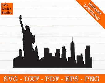 NYC Skyline svg, New York City Skyline Cityscape svg, Silhouette SVG Cut File - png, dxf, eps Cricut - Vector Clipart - Instant Download
