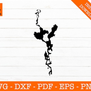 See Tichigan, Wisconsin Karte Form SVG geschnitten Datei - PNG - DXF - Cricut - Sommer Vektor Clipart - kommerzielle Lizenz enthalten