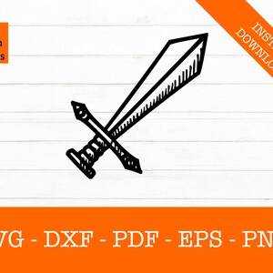 Cartoon Sword svg, Video Game Sword svg, Silhouette Shadow SVG Cut File - PNG - DXF - Cricut - Decal Shape Vector Clipart Instant Download