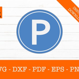 Parkeren teken Svg silhouet schaduw SVG bestand knippen - PNG - DXF - Cricut - sticker vorm Vector Clipart - commerciële licentie