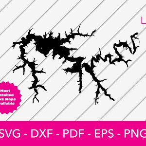 Patoka Lake, Indiana Map Form SVG Cut File - PNG - DXF - Cricut - Sommer Vektor Clipart