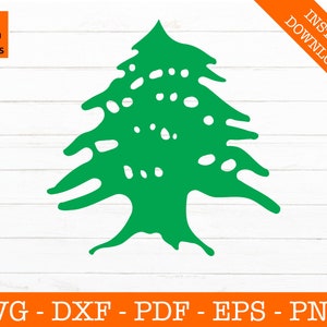 May include: A green silhouette of a cedar tree, the national symbol of Lebanon, on a white background.  The image is suitable for crafting projects, such as vinyl decals, iron-on transfers, and digital scrapbooking.
