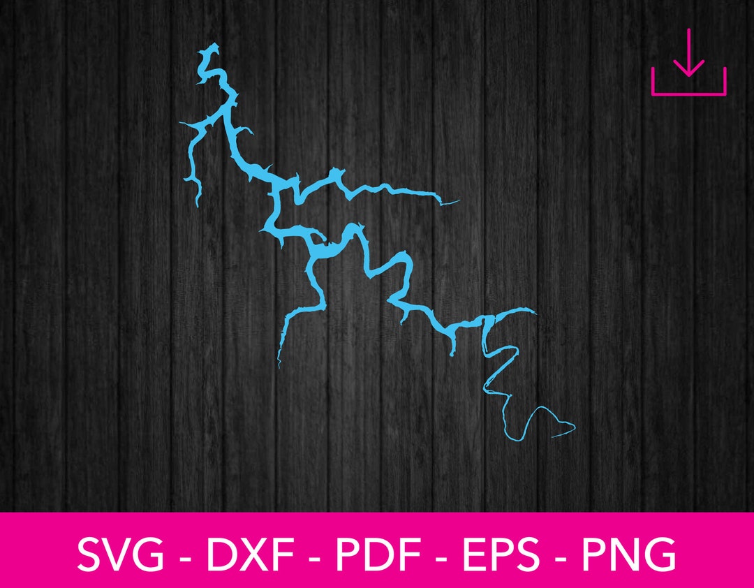 East Lynn Lake, West Virginia Map Shape SVG Cut File PNG DXF Cricut