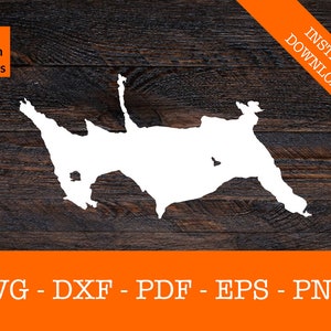 Rangeley See, Maine Karte Form SVG geschnitten Datei - PNG - DXF - Cricut - Vektor Clipart - Design - Instant Download - kommerzielle Lizenz enthalten