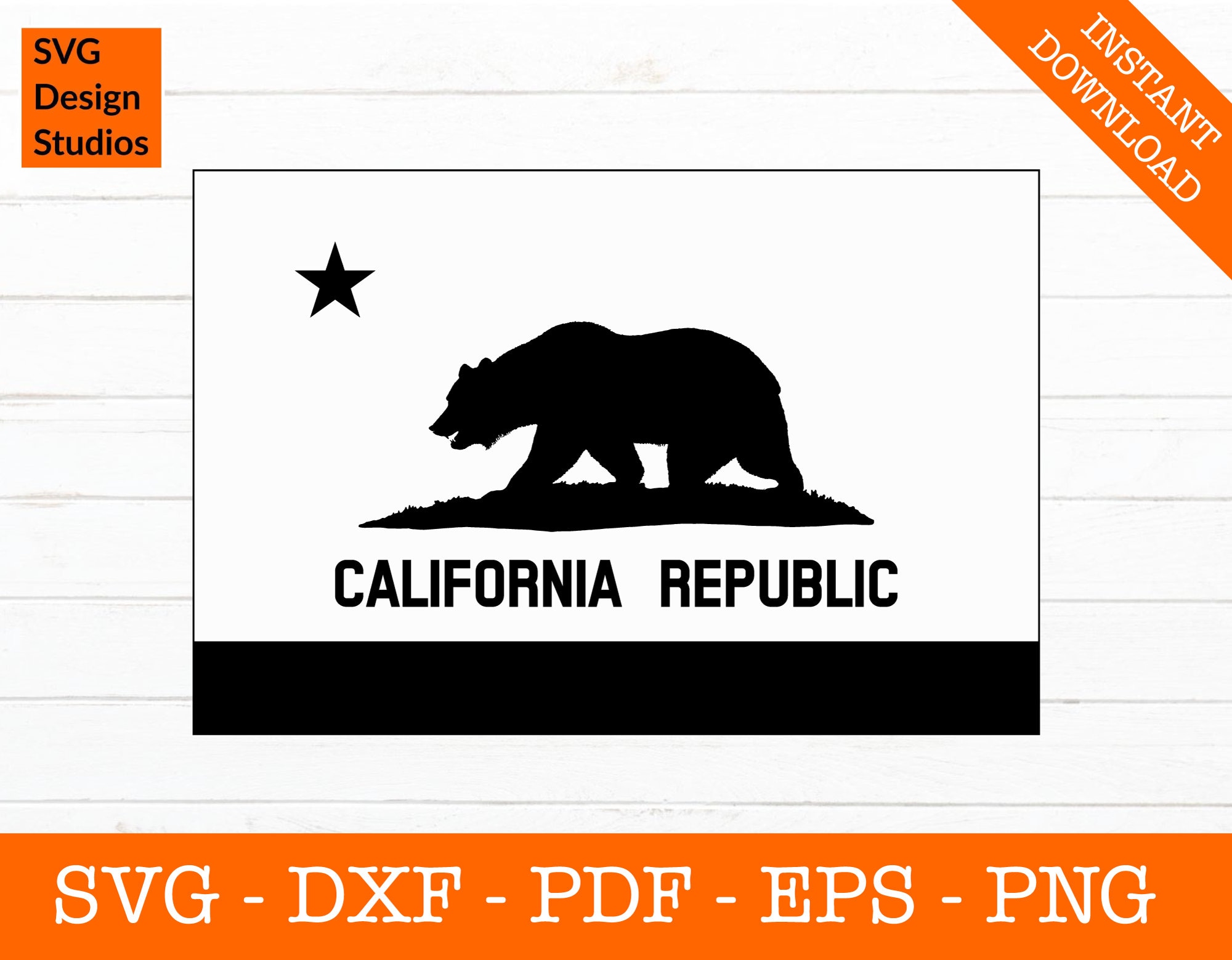 California Black and White Flag svg, california state flag svg- PNG - DXF - Cricut - Clipart - Vinyl Die Cut - Cutter Template