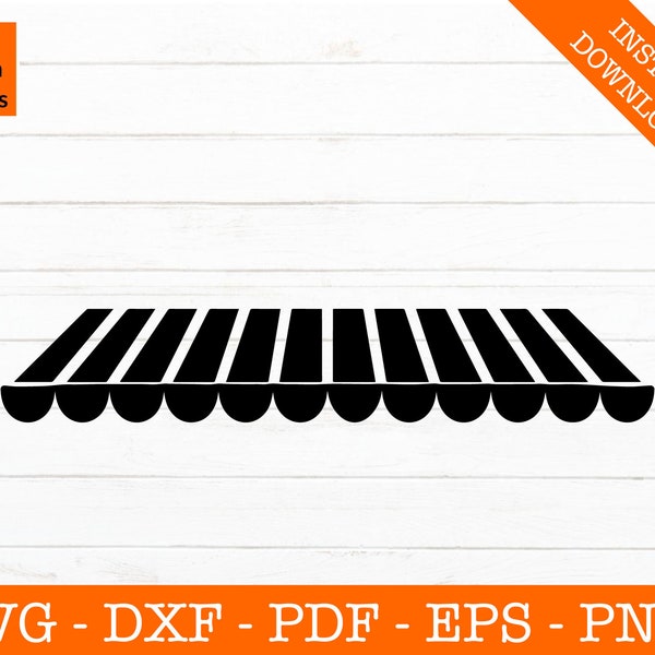 Striped Awning Svg, Border Strip Svg, Storefront Svg, Shop Svg, Silhouette SVG Cut File - png - dxf - eps - Cricut - Shape Vector Clipart