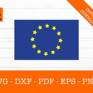 Union européenne drapeau svg, UE drapeau Svg, Europe drapeau Svg, couper fichier - PNG - DXF - Cricut - Vector Clipart - Design - téléchargement immédiat