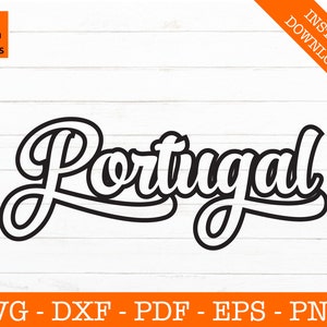 Portugal Svg, Retro Portugal Script, Portugal Flag Svg, - Cut File - png - dxf - Cricut - Vector Clipart - Design - Instant Download