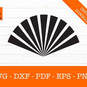 Svg de ventilateur asiatique, Svg de ventilateur japonais chinois, Silhouette ombre SVG coupe fichier - PNG - DXF - Cricut - sticker forme vecteur Clipart téléchargement immédiat