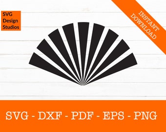 Ventilador asiático Svg, ventilador japonés chino Svg, silueta sombra SVG archivo de corte - PNG - DXF - Cricut - Calcomanía forma vector clipart descarga instantánea
