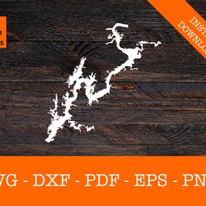 Logan Martin Lake, Alabama Karte Form SVG geschnitten Datei - PNG - DXF - Cricut - Sommer Vektor Clipart