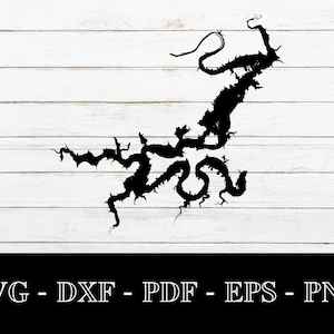 Possum Kingdom Lake, Texas Map Shape SVG Cut File - PNG - DXF - Cricut - Sommer Vektor Clipart - Kommerzielle Lizenz inklusive