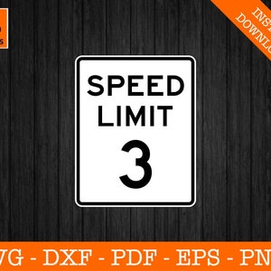 Lege MPH snelheidslimiet 3 teken Svg, auto's Svg, drie jaar oude verjaardag Svg, silhouet snijden bestand - png - dxf - eps - Cricut vorm Vector Clipart