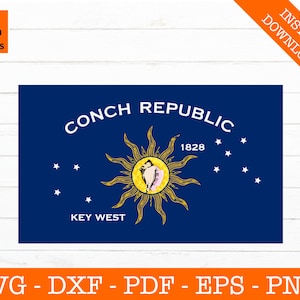 Conch Republic Flag Svg, Key West, Florida Svg - Cut File - png - dxf - Cricut - Vector Clipart - Design - Téléchargement immédiat