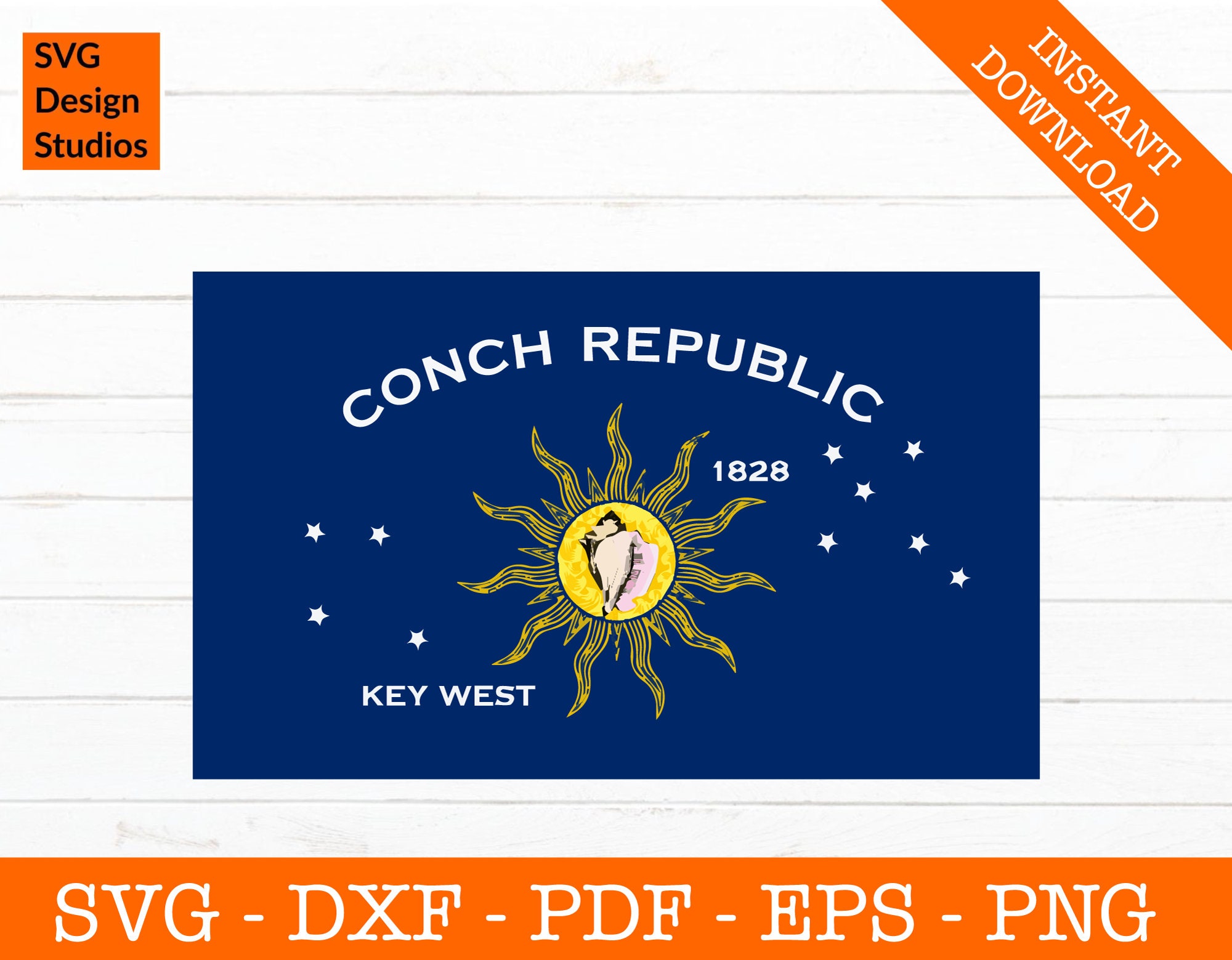 Conch Republic Flag Svg, Key West, Florida Svg - Cut File - png - dxf