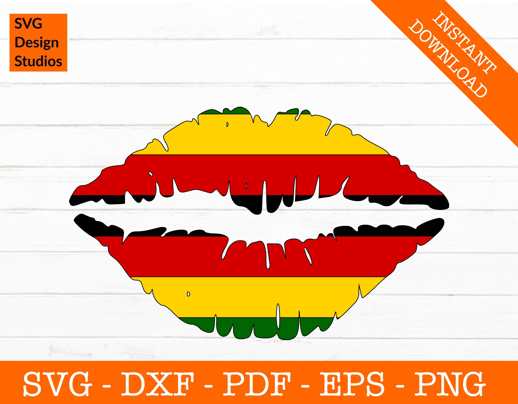 Zimbabwe Lips Svg, Zimbabwe Flag SVG Cut File - PNG - DXF - Cricut - Vector Clipart - Design - Instant Download
