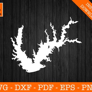 Ray Roberts Lake svg, Texas Lake Karte Form SVG geschnitten Datei - PNG - DXF - Cricut Sommer Vektor Clipart - kommerzielle Lizenz enthalten