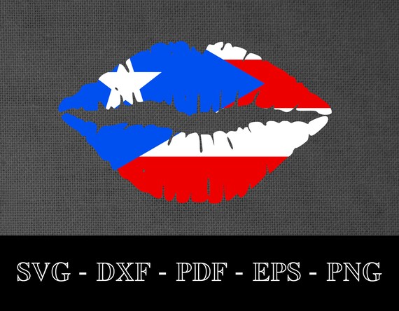 Puerto Rico Svg, Kiss Me Svg, Flag Womans Girls Lips SVG Cut File - PNG - DXF - Cricut Vector Clipart - Design - Instant Download - Boricua
