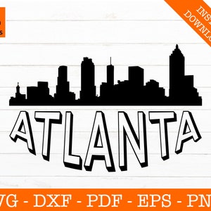 Atlanta, Georgia Skyline Cityscape Silhouette Shadow SVG Cut File - PNG - DXF - Cricut - Vector Clipart - Instant Download