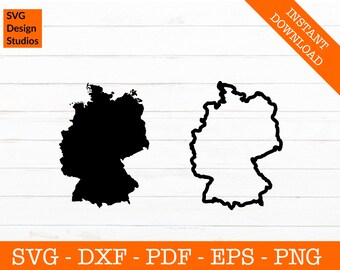 Deutschland svg, Deutschland Karte und Umriss svg, deutsche Schnitt Datei - PNG - DXF - Cricut - Vektor Clipart - Design - Instant Download