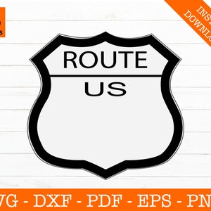 Lege US Highway Route Sign, Route 66 Road Sign Svg Silhouette Cut File - PNG - DXF - Cricut - Decal Vector Clipart - Commerciële licentie